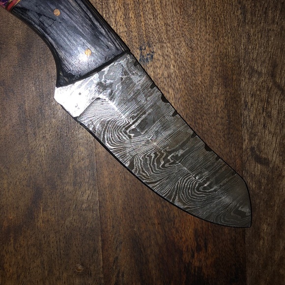 Damascus Knife Full Tang Corain and Wood Handle NWOT - Picture 4 of 9